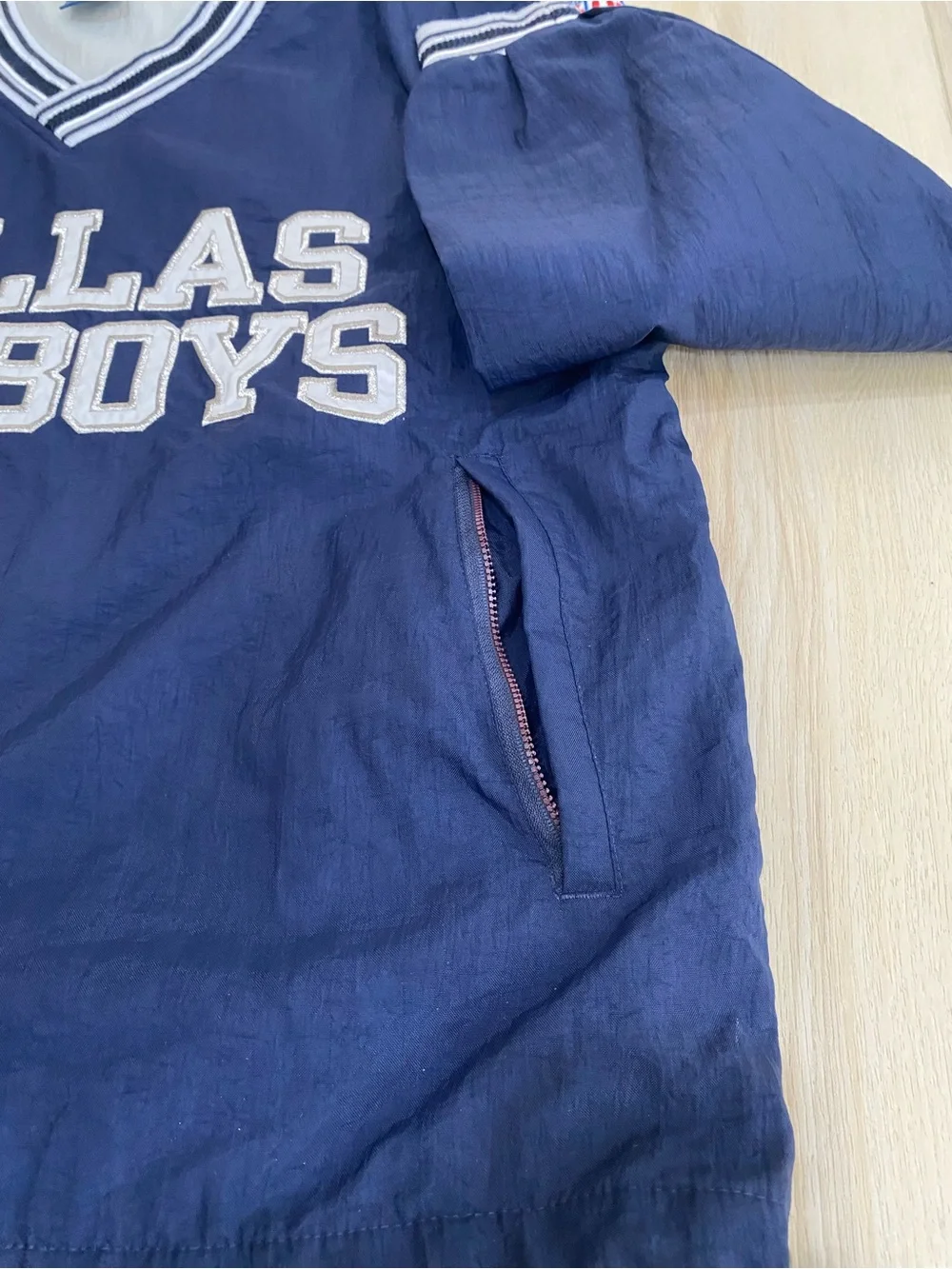Dallas Cowboys Pro Line Champion NFL Pullover Windbreaker Mens M Blue V Neck